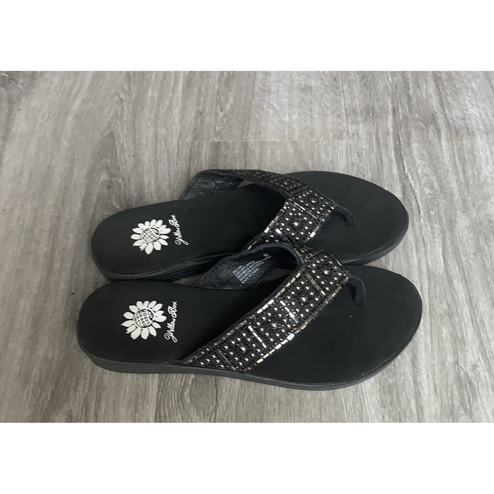 Yellow Box Women's Flip Flops Sandy Black Size 6 - Picture 3 of 5